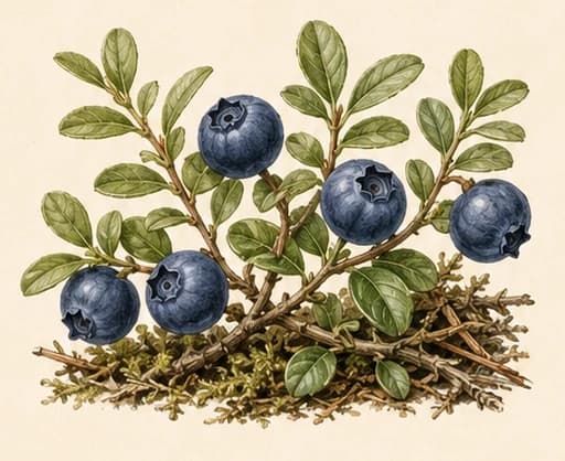 Botanical illustration of bilberry