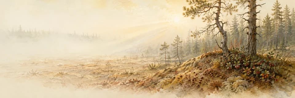 Bilberry bushes in a pine wood