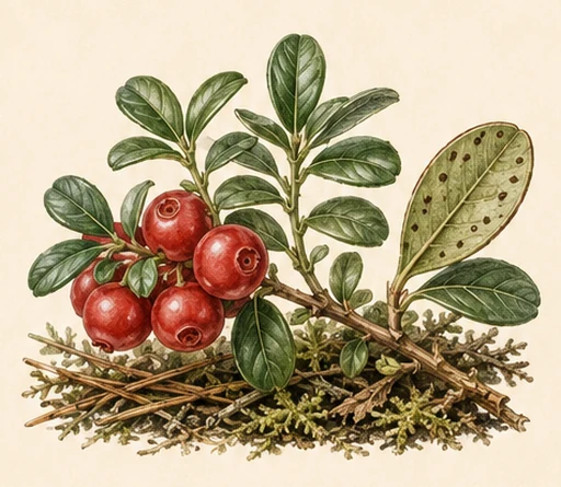 Cowberry — botanical illustration