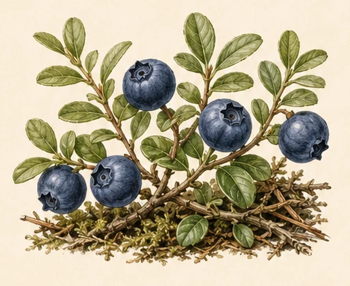Bilberry — botanical illustration