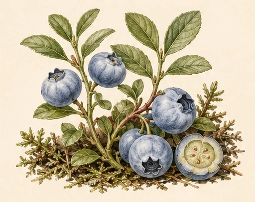 Bog bilberry — botanical illustration