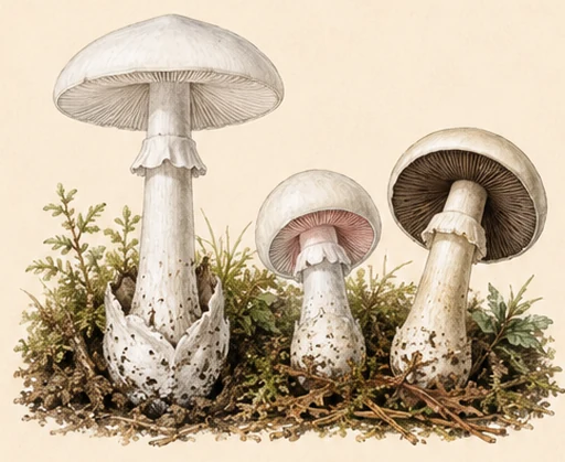 Destroying Angel — botanical illustration