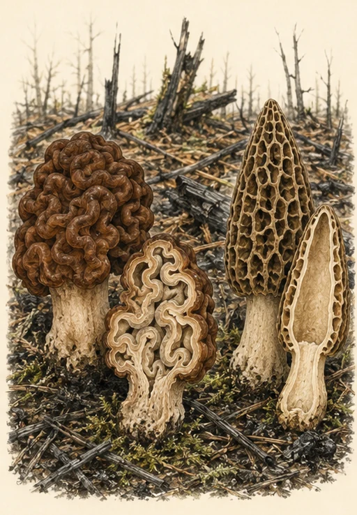 Gyromitra esculenta — botanical illustration