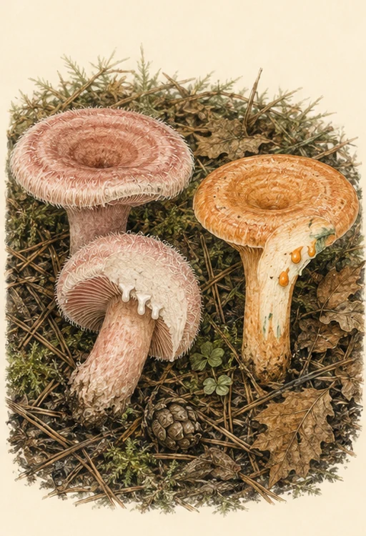 Woolly Milkcap — botanical illustration
