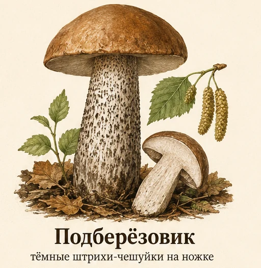 Brown Birch Bolete — botanical illustration