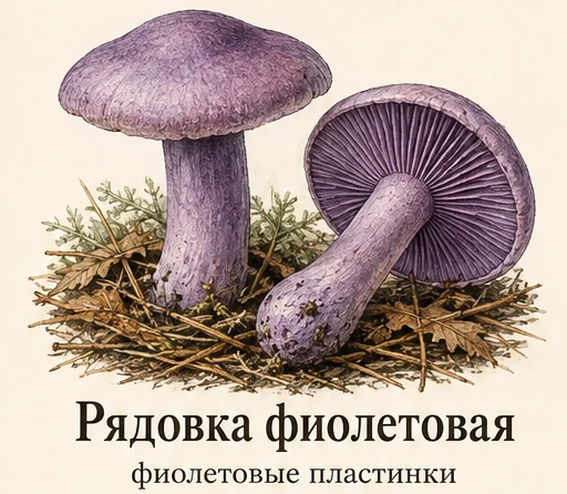Wood Blewit — botanical illustration