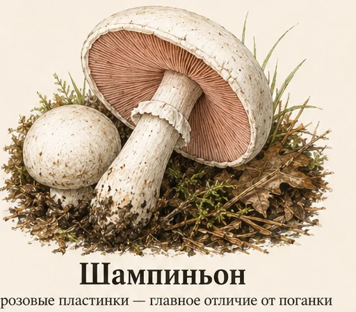 Field Mushroom — botanical illustration