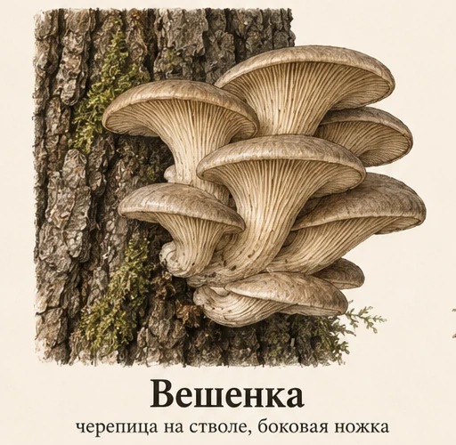 Oyster Mushroom — botanical illustration