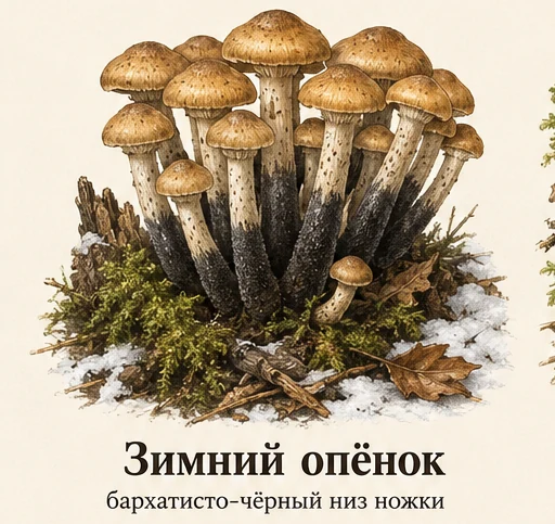Velvet Shank — botanical illustration